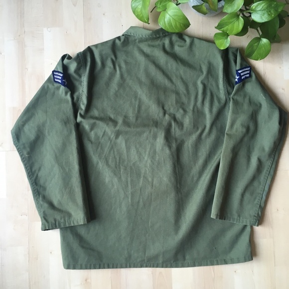 VINTAGE US Air Force Button Up Shirt Olive S-XL - Picture 6 of 8